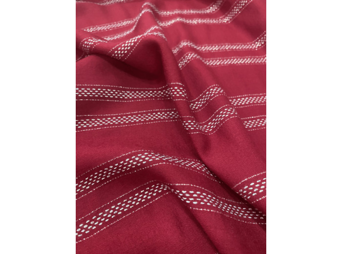 Sélection Coup de coudre - Tissu Sergé de Viscose Bordeaux aux Rayures Lurex Or