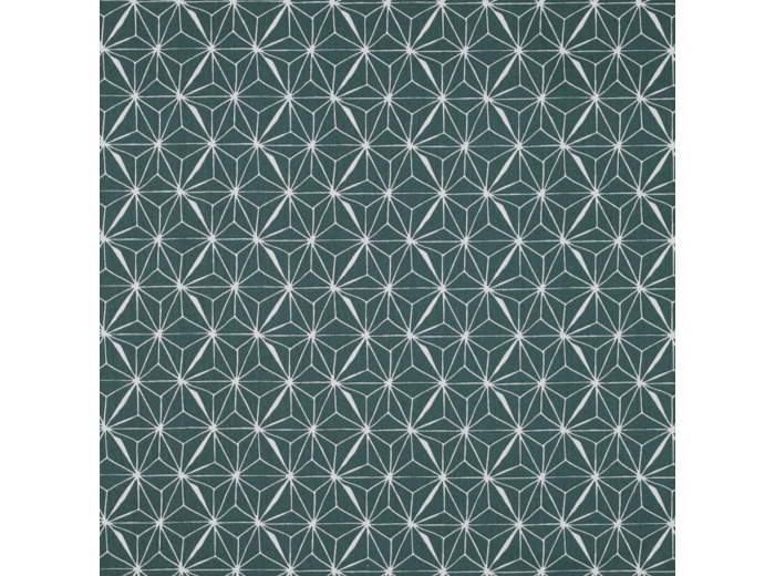 Sélection Coup de coudre - Tissu Popeline de Coton Enduit Imprimé Asanoha sur le Fond Vert Sauge