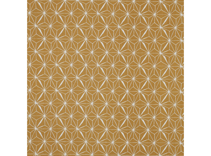 Sélection Coup de coudre - Tissu Popeline de Coton Enduit Imprimé Asanoha sur le Fond Ocre