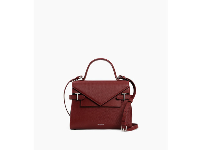Sac à main double rabat moyen modèle Emilie en cuir signature T