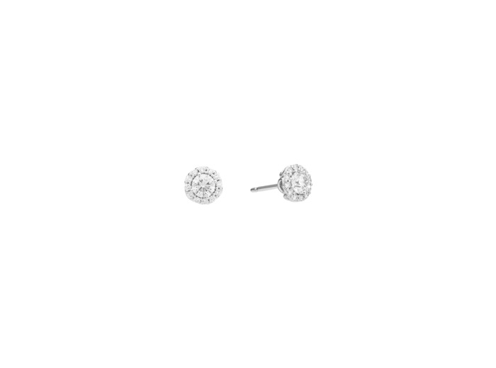 Boucles d'oreilles Recarlo Anniversary Halo en or blanc et diamants naturels 0.41 ct