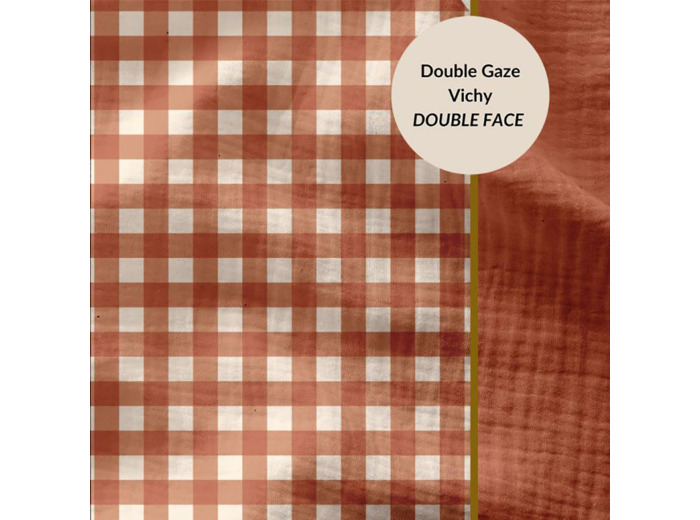 Sélection Coup de coudre - Tissu Double Gaze Vichy Double Face Couleur Rouille
