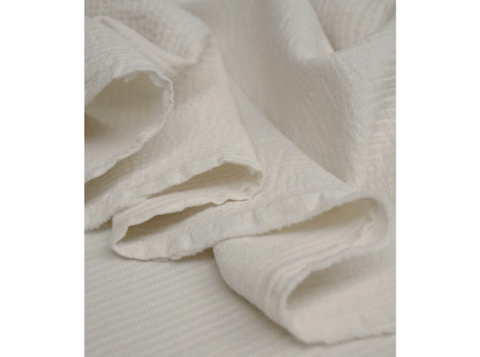 Singulière par Cousette - Tissu Coton brodé "Twin"Couleur Ecru