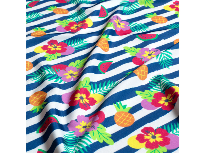 Sélection Coup de Coudre - Tissu Maille Maillot de Bain Imprimé Fruits Tropicaux