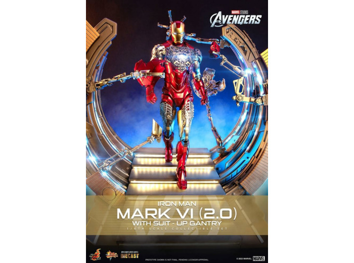[EXCLU WEB] MARVEL Les Avengers figurine Movie Masterpiece Diecast 1/6 Iron Man Mark VI (2.0) with Suit-Up Gantry 32 cm