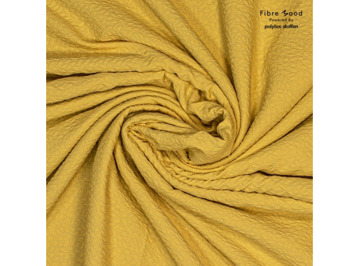 Fibre Mood - Tissu Jacquard de Polyester 3D Uni Couleur Jaune - coupon 3m