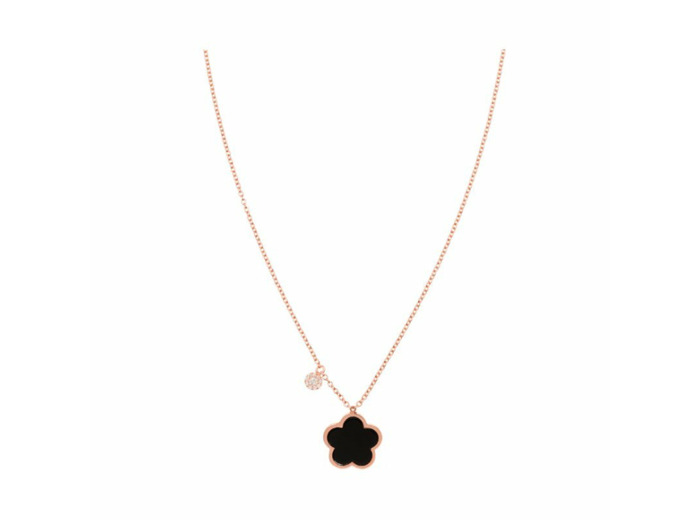 Collier Cesare Pompanon Fiore di Mamma petit modèle en or rose, onyx et diamants