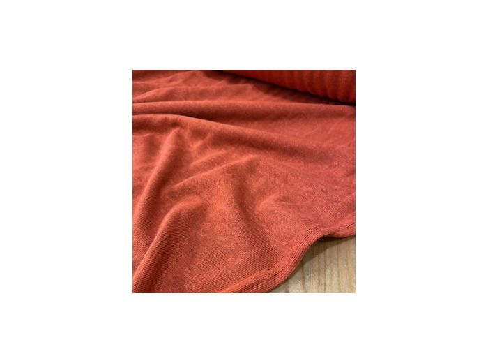 Sélection Coup de coudre - Tissu Jersey de Lin et Viscose Uni Terre Cuite