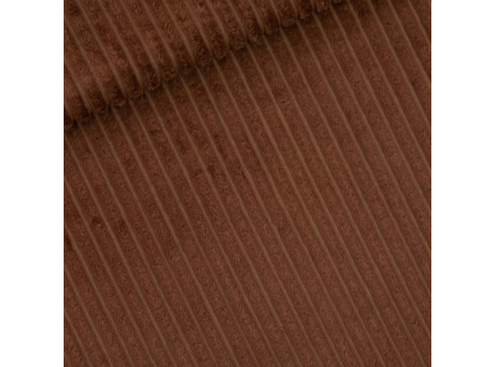 See You at Six - Tissu Velours Côte Large Uni Couleur Brun Rustique
