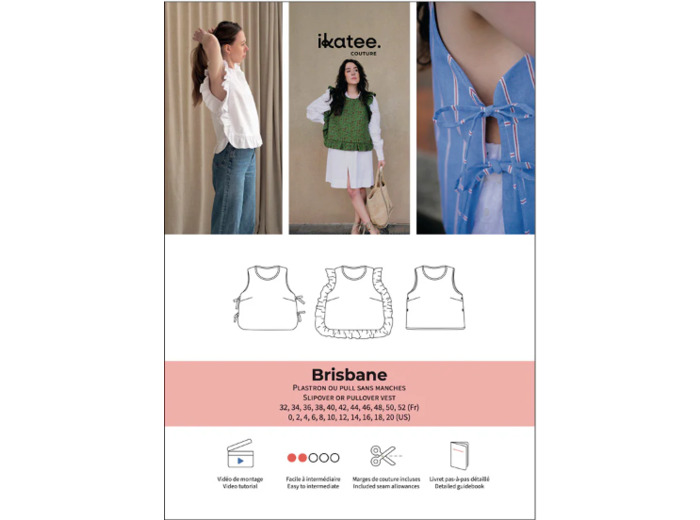 Ikatee – Patron Femme Pull sans manche "Brisbane" du 32 au 52