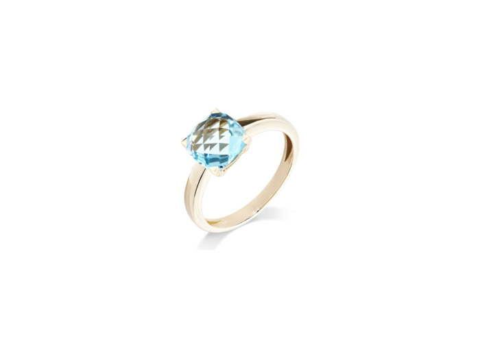 Bague Cesare Pompanon Poppy Blue mini en or rose et topaze sky blue