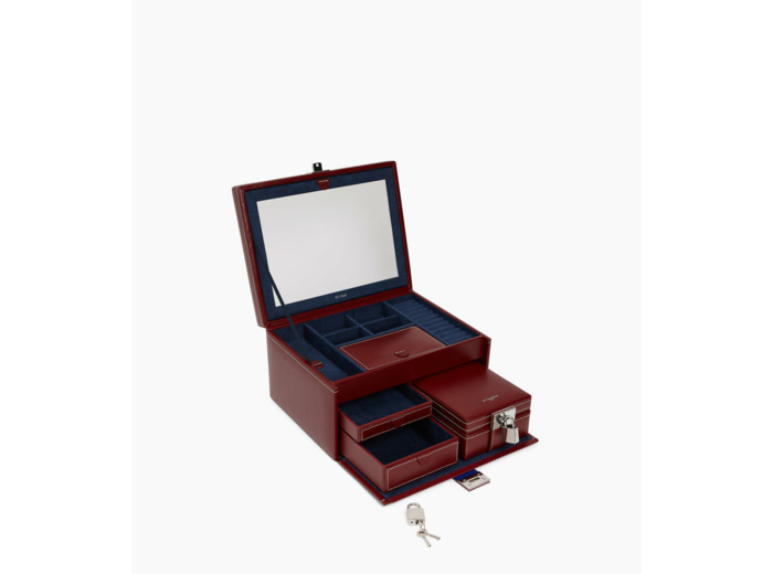 Grande boîte à bijoux en cuir