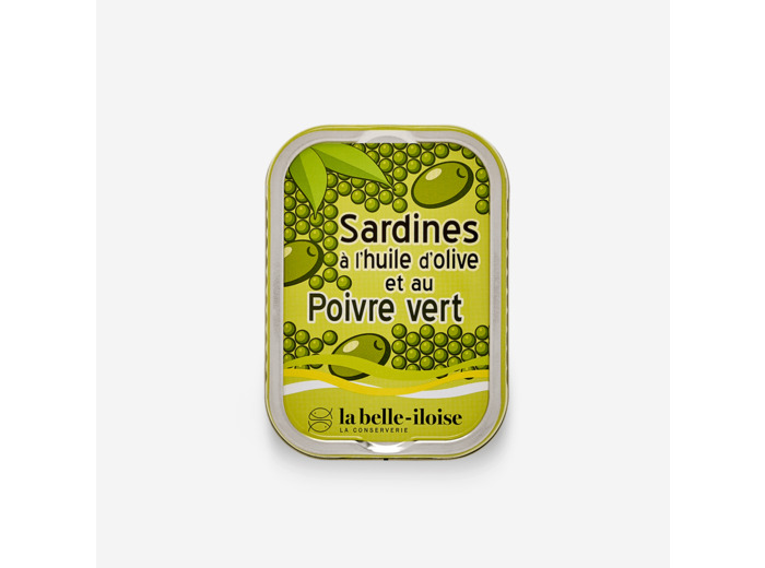 Sardines à l'huile d'olive et poivre vert 115g