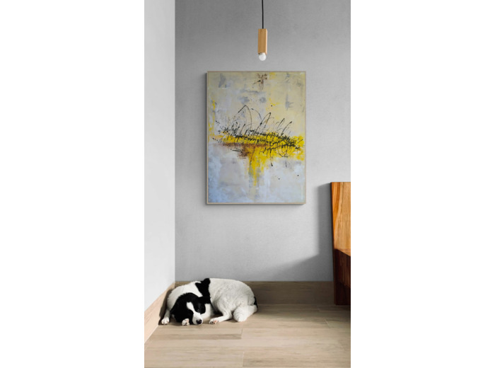 Tableau - Acrylique sur toile – Abstraction Calligraphique - 97x130 cm