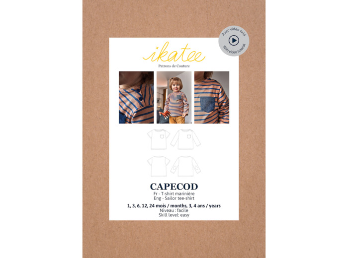 Ikatee – Patron Bébé T-shirt Marinière  "Capecod" de 1 mois à 4 ans