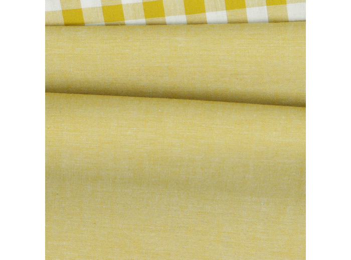 Sélection Coup de coudre - Tissu Coton Fil à Fil Uni Couleur Jaune Moutarde