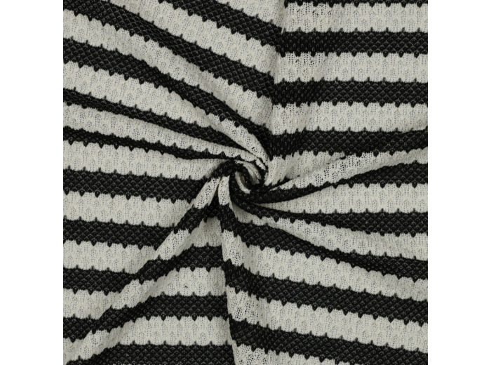 Sélection Coup de coudre – Tissu Maille Jacquard à Rayures Blanches et Noires avec Luréx
