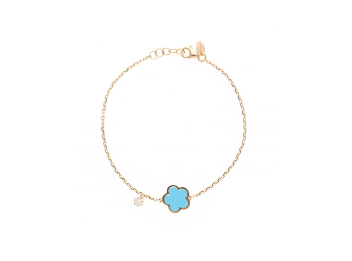 Bracelet Cesare Pompanon Fiore di Mamma en or rose, turquoise et diamants