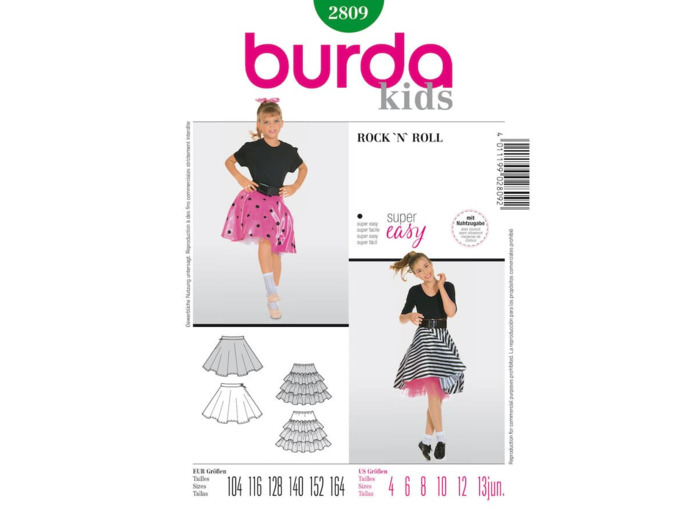 Burda Style - Patron Enfant Jupe Rock'n'Roll n°2809 du 104 au 164