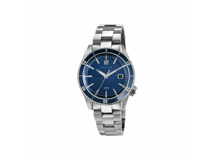 Montre March LA.B BONZER AUTOMATIQUE 41 MM - DOUBLE BLUE - Acier Brossé 3 Maillons