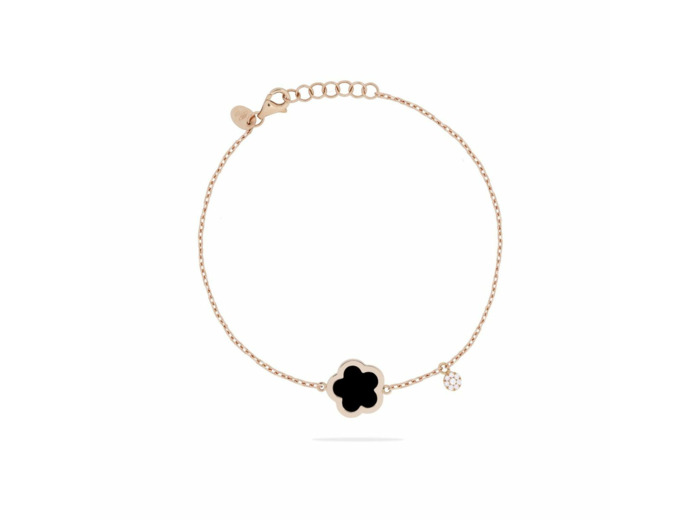 Bracelet Cesare Pompanon Fiore di Mamma pastille diamants en or rose et onyx