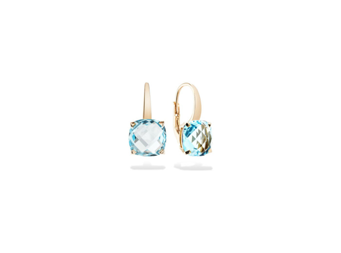 Boucles d'oreilles Cesare Pompanon Poppy Blue en or rose et topaze