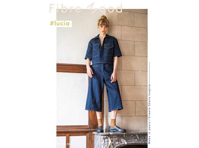 Fibre Mood - Tissu Denim Japonais en Coton Mélangé "Lucia" Uni Couleur Bleu Marine