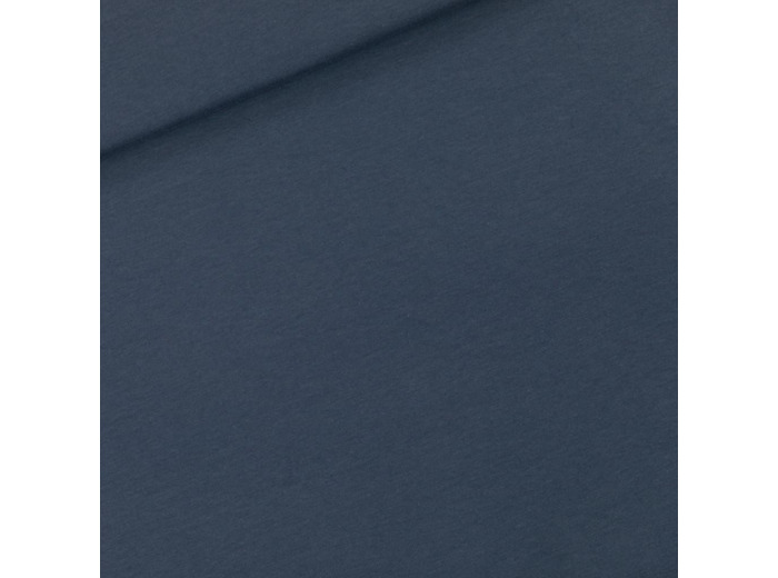 See You at Six - Tissu French Terry Coton Uni Couleur Bleu Plongeur - coupon 1,3 m
