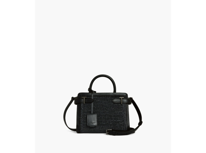 Petit sac à main Emilie effet raphia et cuir lisse