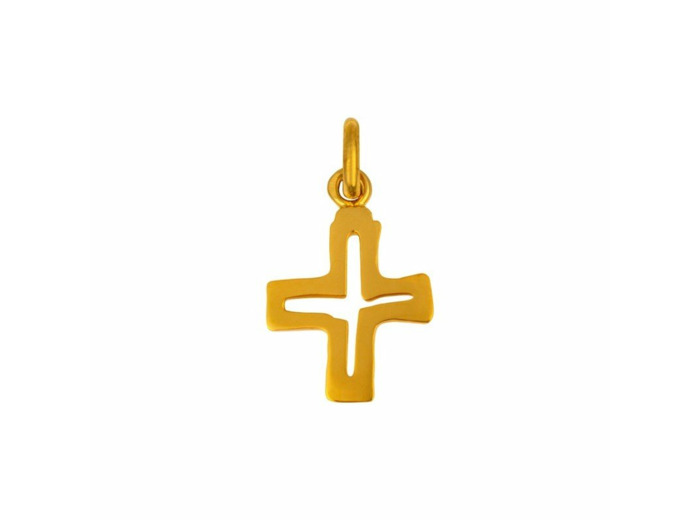 Pendentif Arthus Bertrand Croix JMJ de Castelbajac mini or jaune