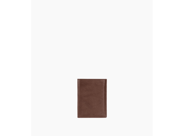 Portefeuille vertical moyen modèle zippé 3 volets en cuir huilé