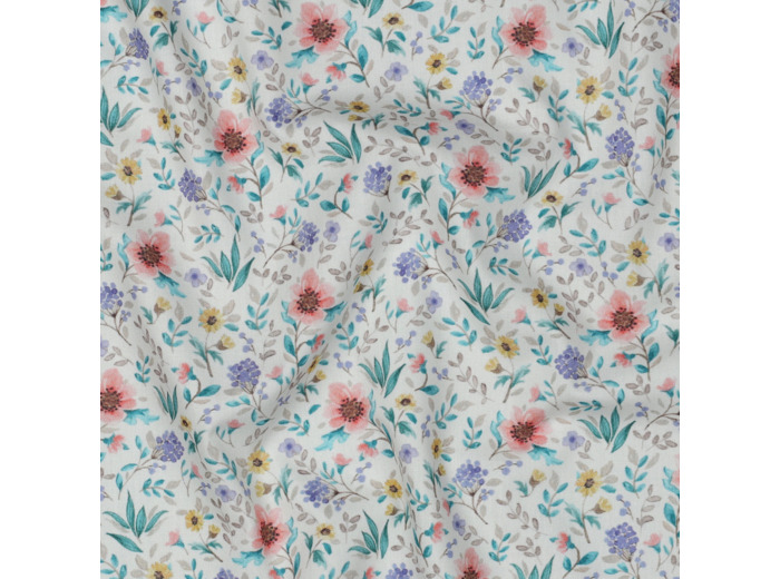 Sélection Coup de coudre - Popeline de Coton Imprimé Fleurs Champêtres