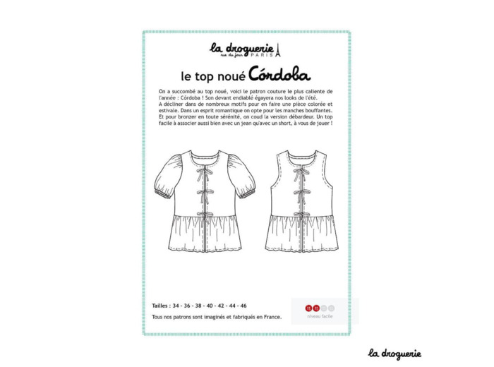 La Droguerie – Patron Femme Top Noué "Córdoba" du 34 au 46