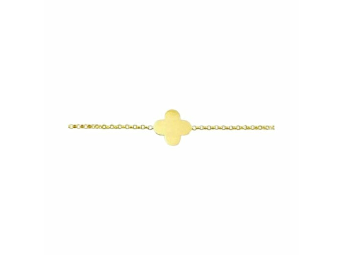 Gourmette Arthus Bertrand Trèfle PM F. mince chaîne jaseron 14 cm or jaune