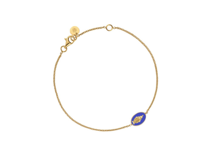 Bracelet forçat rond Arthus Bertrand médaille Vierge Miraculeuse en or jaune