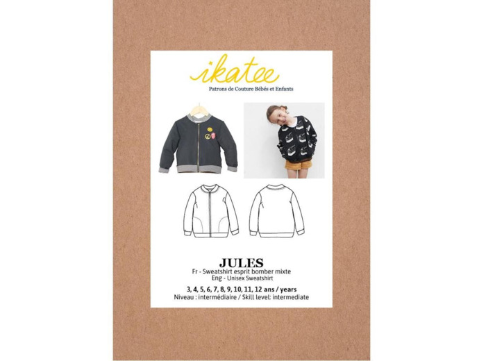 Ikatee – Patron Enfant Sweat Bomber Mixte "Jules" de 3 à 12 ans