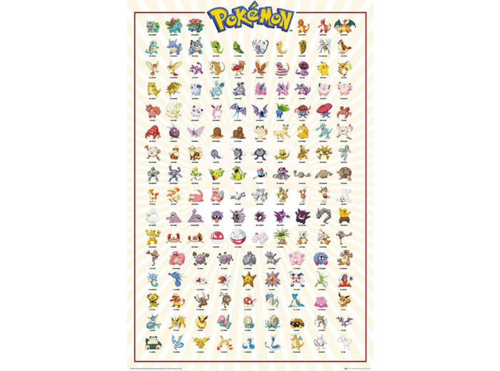 [POSTER] POKEMON  Poster Maxi 91,5x61 - Kanto 151 Français
