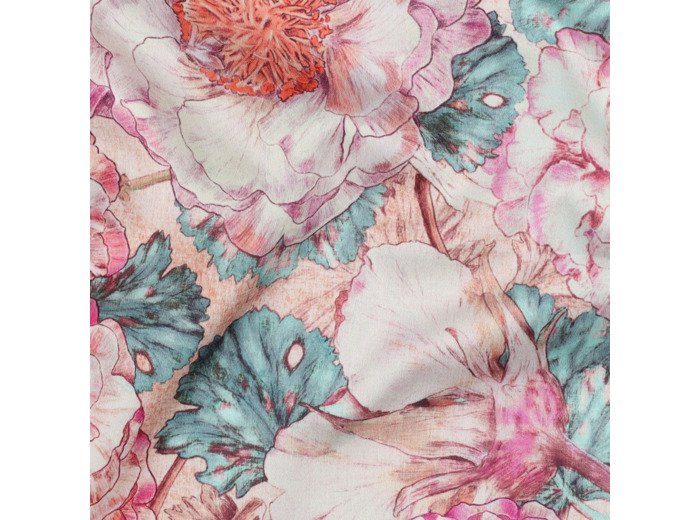 Nerida Hansen - Satin de Coton Impression Digitale "Anémone du Japon"