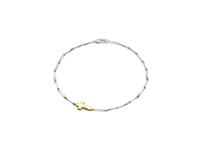 Bracelet Chimento Bamboo Shine en or gris avec element en or jaune