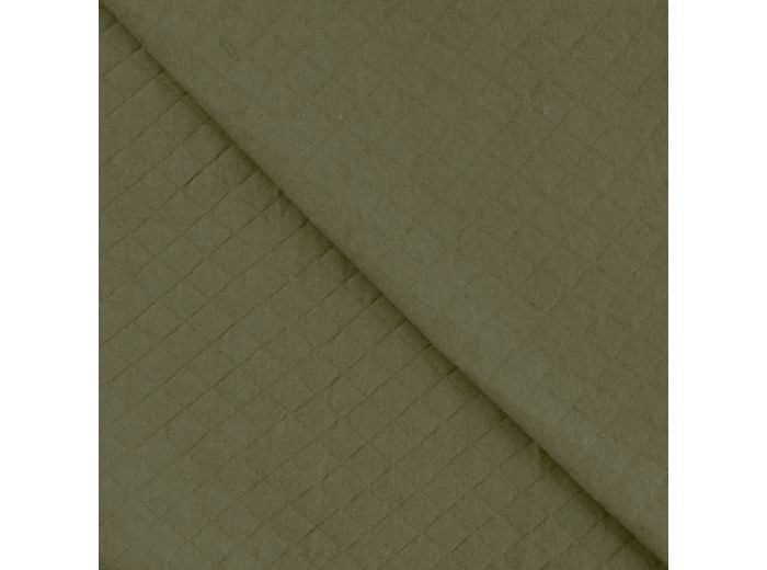 Sélection Coup de coudre - Tissu Jersey Molletonné Matelassé Double Face Uni Vert Olive