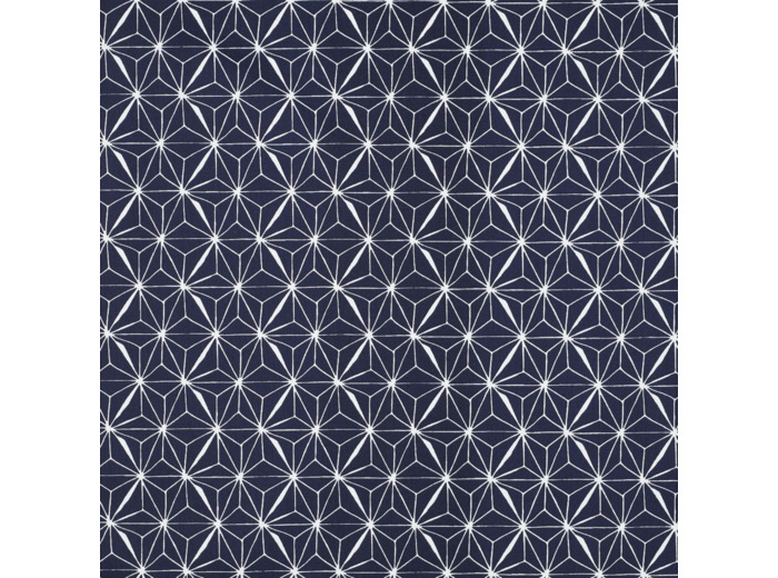 Sélection Coup de coudre - Tissu Popeline de Coton Enduit Imprimé Asanoha sur le Fond Bleu Marine
