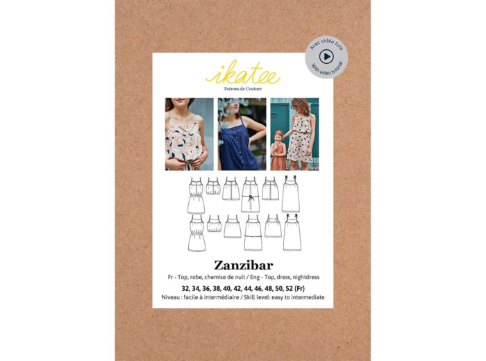 Ikatee – Patron Femme Robe, Top ou Chemise de Nuit "Zanzibar" du 32 au 52