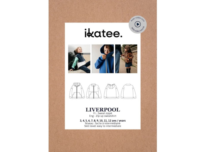 Ikatee – Patron Enfant Sweat Zippé "Liverpool" du 3 ans à 12 ans