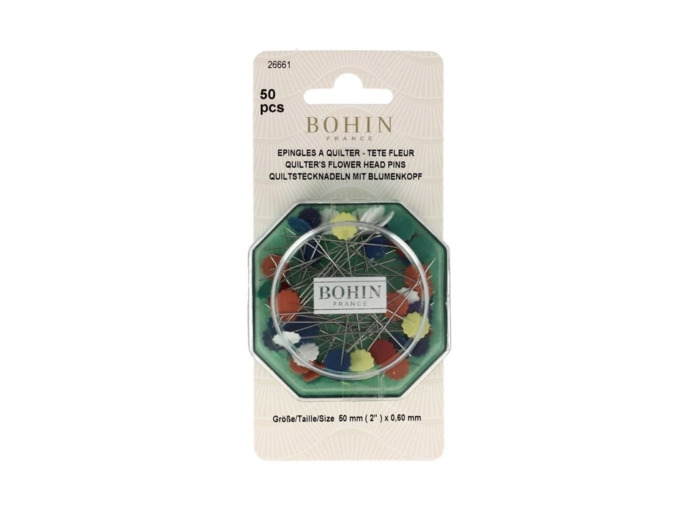 Bohin - Boîte de 50 Epingles à Tête Plastique "Fleur"
