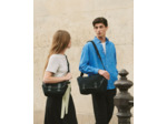 Petit sac bandoulière Solveig en toile coton et cuir lisse
