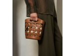 Petit sac seau Le Potier en toile coton et cuir lisse