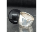 Bague Argent sphère noire 23-1086