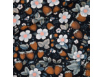 See You at Six - Tissu Toile de Coton Gabardine Imprimé "Strawberries" sur le fond Noir