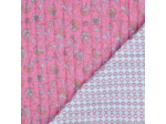 Poppy - Tissu Double Gaze Matelassé Réversible Imprimée - Motif Floral Sur Fond Rose