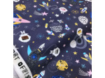 Dashwood Studio - Tissu Popeline de Coton Imprimé "Blast Off" sur le Fond Bleu Indigo
